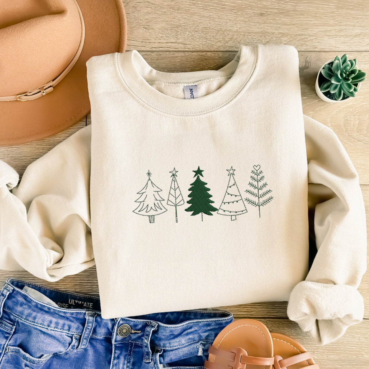 トップス Tree embroidery sweat shirt GLAY Tree embroidery sweat shirt GLAY