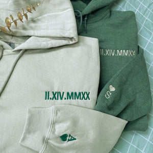 Embroidered Roman Numeral Hoodies, Matching Anniversary Hoodies, Personalized Anniversary Gifts for Couples