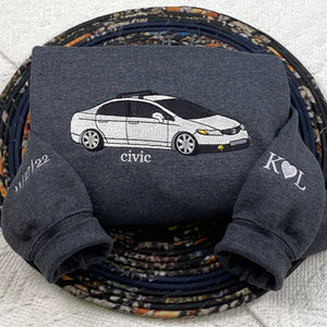 Custom Embroidered Car Hoodie, Sweatshirt, Personalized Car Gifts for Him