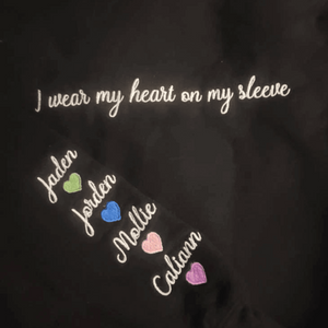 i-wear-my heart on my sleeve mom sweatshirt black
