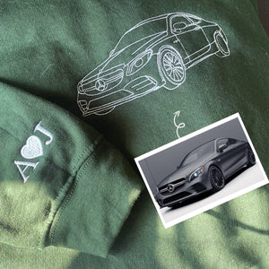 Custom Car from Photo, Embroidered Sweatshirt, Hoodie, Car Guy Gifts