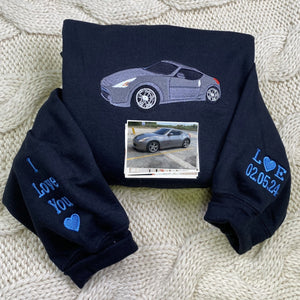 Personalized Birthday Gifts for Car Guys with Car on Hoodie or Sweatshirt - Embroly