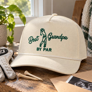 Embroidered Best Grandpa By Par Rope Cap, Birthday Gift for Golf Grandpa, New Grandpa Hat