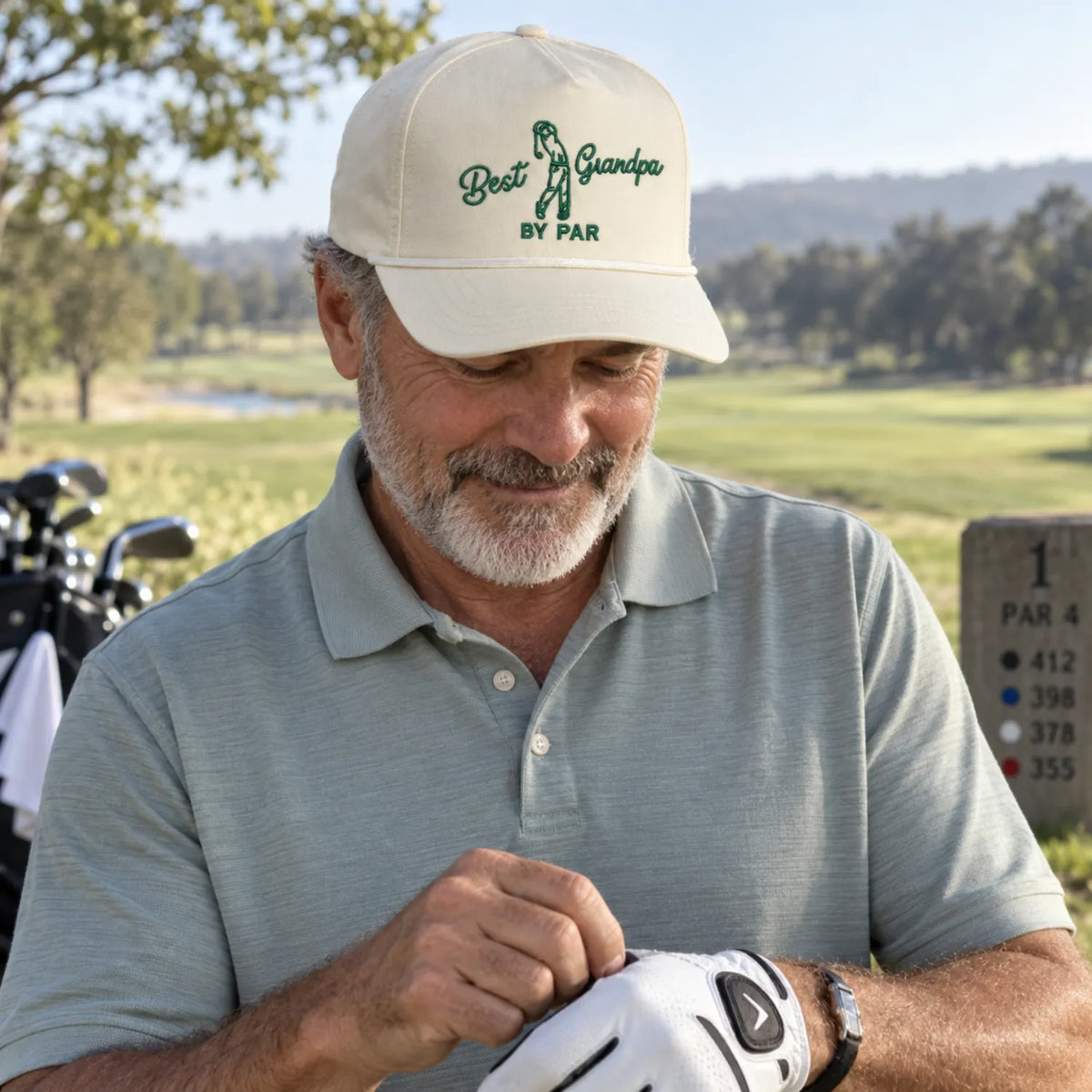 Embroidered Best Grandpa By Par Rope Cap, Birthday Gift for Golf Grandpa, New Grandpa Hat