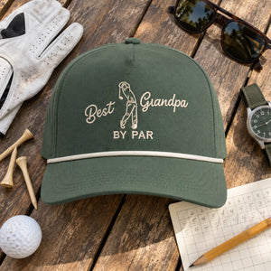 Embroidered Best Grandpa By Par Rope Cap, Birthday Gift for Golf Grandpa, New Grandpa Hat