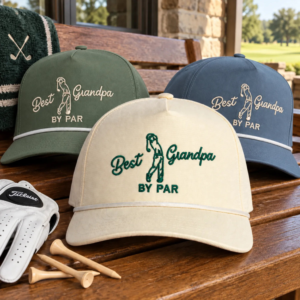 Embroidered Best Grandpa By Par Rope Cap, Birthday Gift for Golf Grandpa, New Grandpa Hat