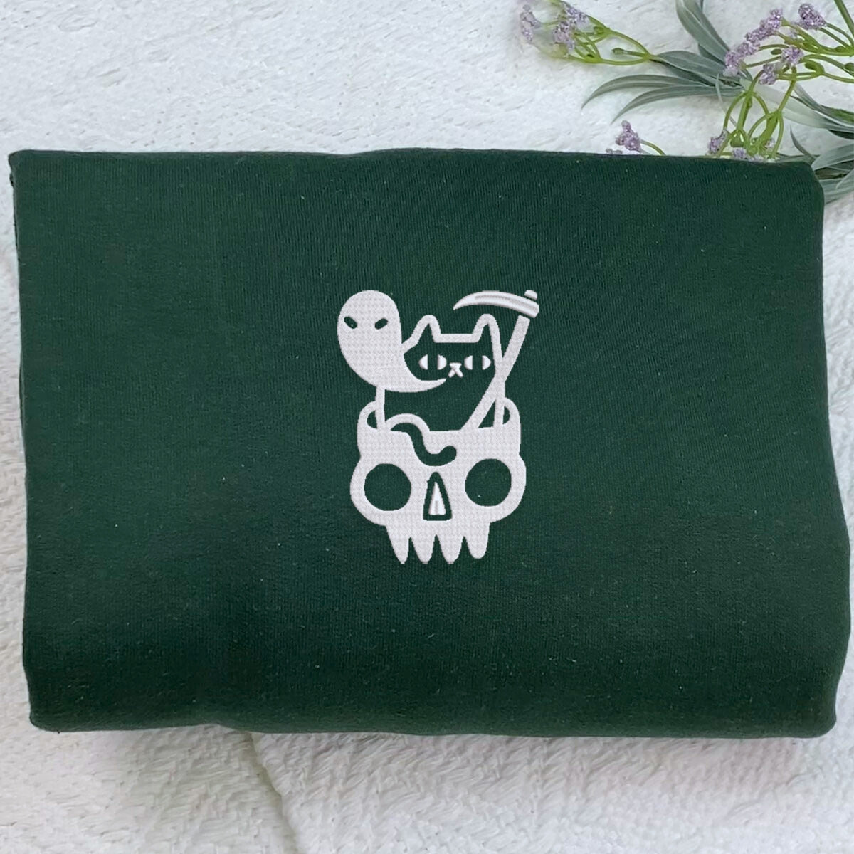 Doom Cat Halloween Sweatshirt, Hoodie Embroidered - Embroly