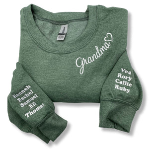 Custom Embroidered Nona Sweatshirt with GrandKids Names on Sleeve, Personalized Gift for Nona Sweatshirt or New Nona Mother's Day Birthday Gift