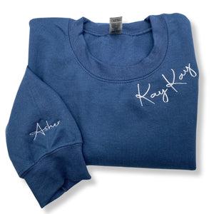 Custom Embroidered Mimi Sweatshirt with GrandKids Names on Sleeve, Personalized Gift for Mimi Sweatshirt or New Mimi Mother's Day Birthday Gift