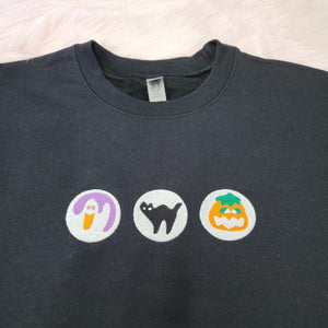 Halloween Cookies Boo Sweatshirt with Embroidered Spooky Season Ghost Pumpkin Crewneck or Hoodie