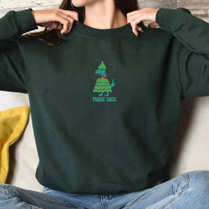 Christmas Tree Rex Sweatshirt Embroidered Crewneck or Hoodie