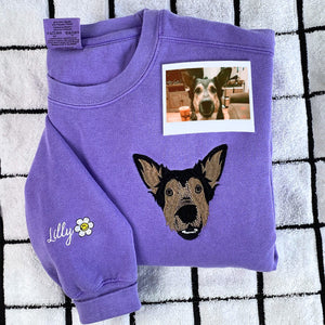 Comfort Color® Custom Embroidered Pet Outline Sweatshirt from Photo