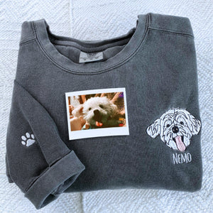 Comfort Color® Custom Embroidered Pet Outline Sweatshirt from Photo