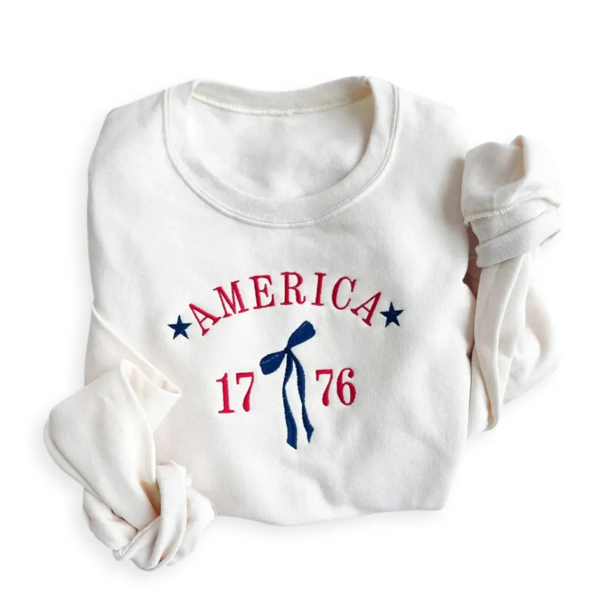 Embroidered America 1776 Bow Sweatshirt or Hoodie – 4th of July Apparel