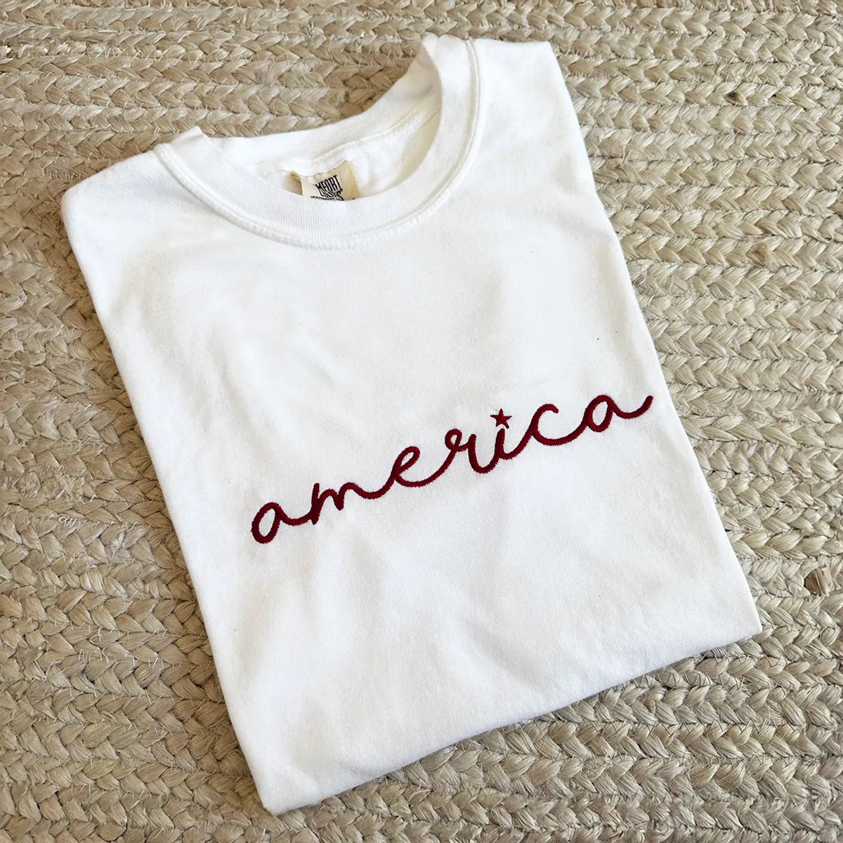 Embroidered America Script Sweatshirt or Hoodie – 4th of July Minimal Patriotic Apparel