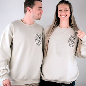 Anatomical Heart Sweatshirt or Hoodie, Custom Embroidered Gift for Couple Gifts Valentines