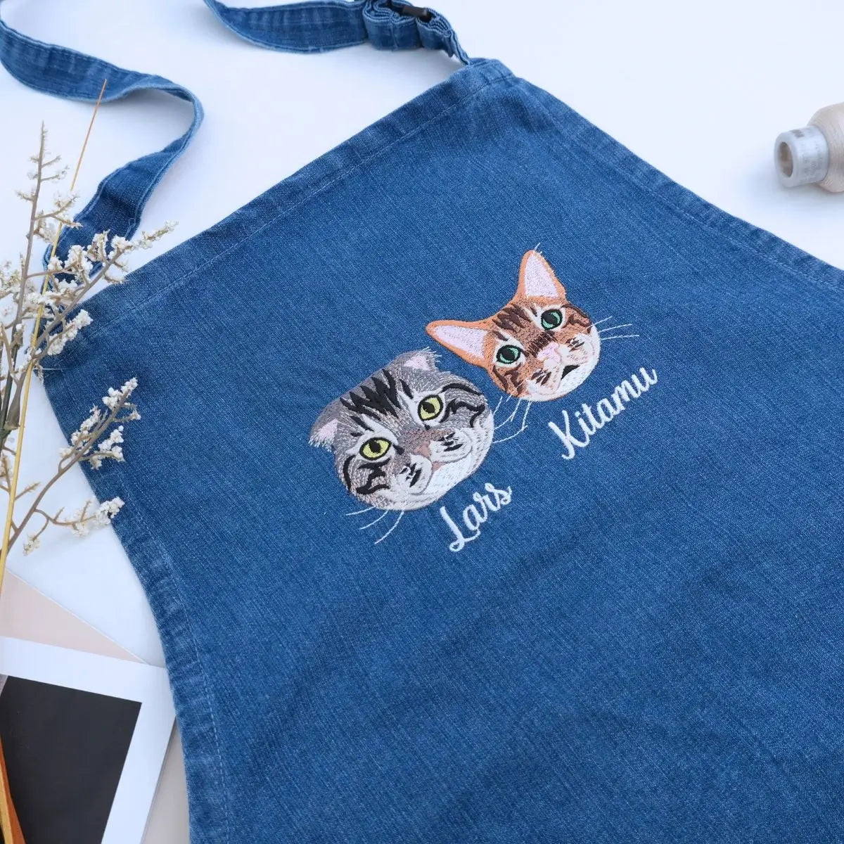 Custom Cat Portrait Embroidered Apron