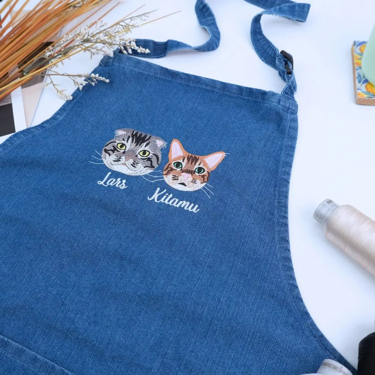 Custom Cat Portrait Embroidered Apron