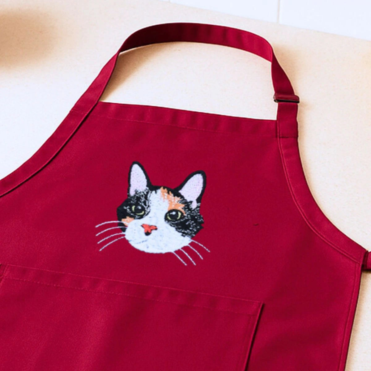 Custom Cat Portrait Embroidered Apron