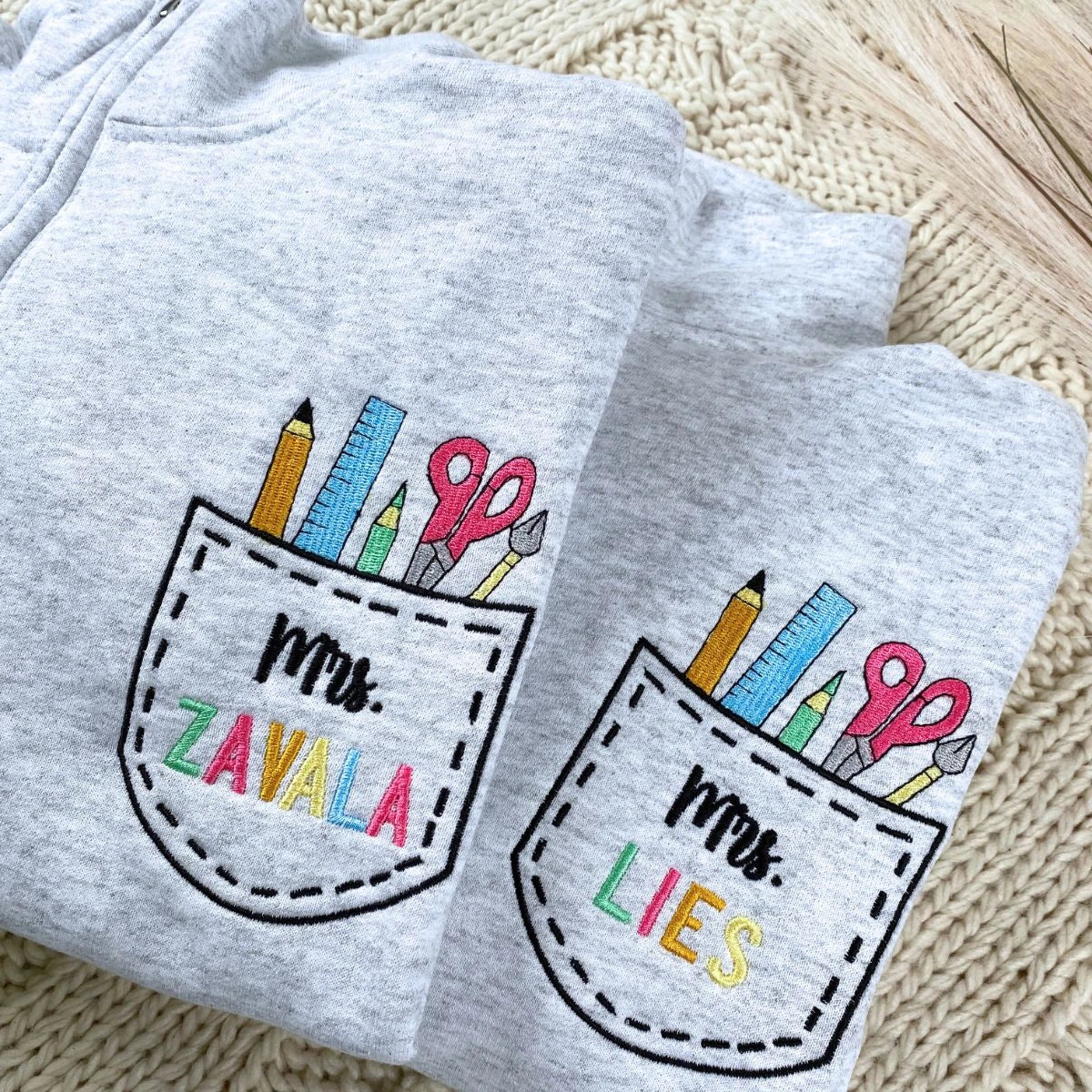 Ash Teacher Name Quarter Zip Sweatshirt, a meaningful and cozy gift for teacher