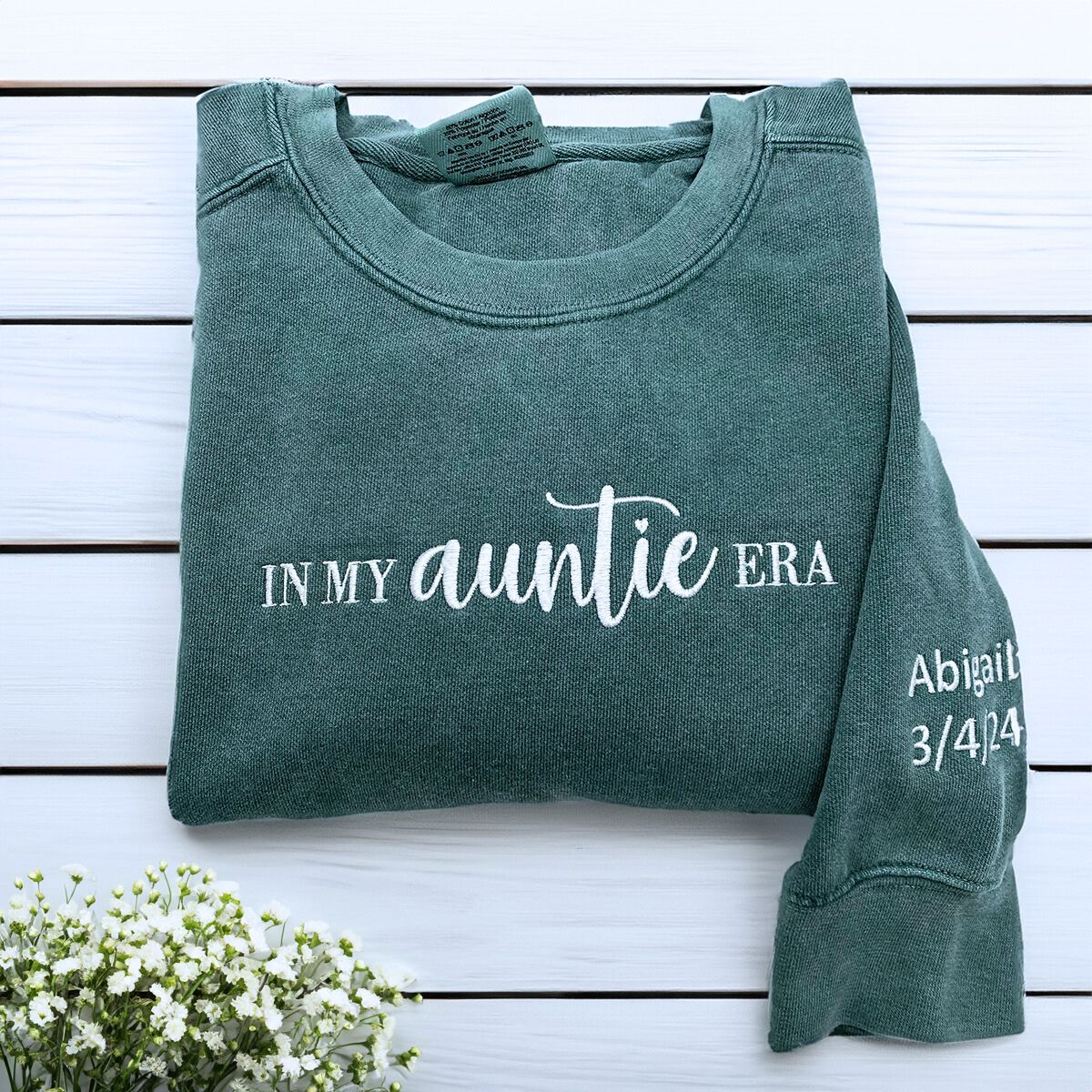 In My Auntie Era Sweatshirt or T-Shirt, Custom Embroidered Gift for New Aunt