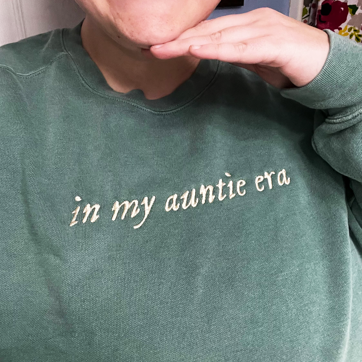 Blue Spurce Auntie Era Sweatshirt, a meaningful and cozy gift for Auntie