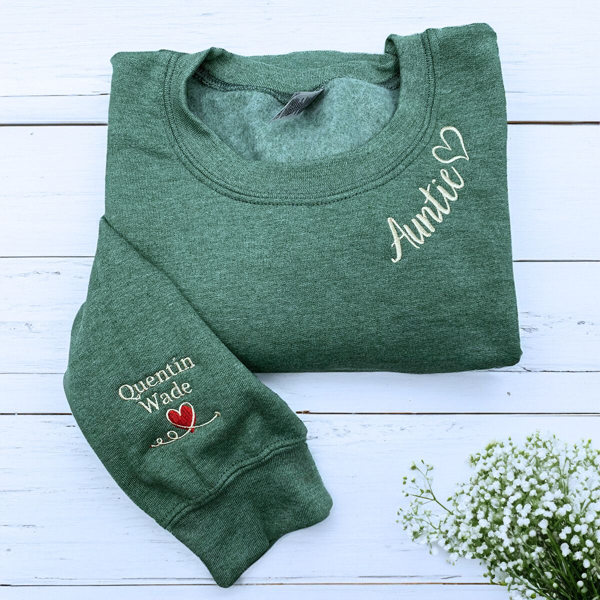 Custom Embroidered Auntie Sweatshirt or Hoodie, Personalized Gift for New Aunt
