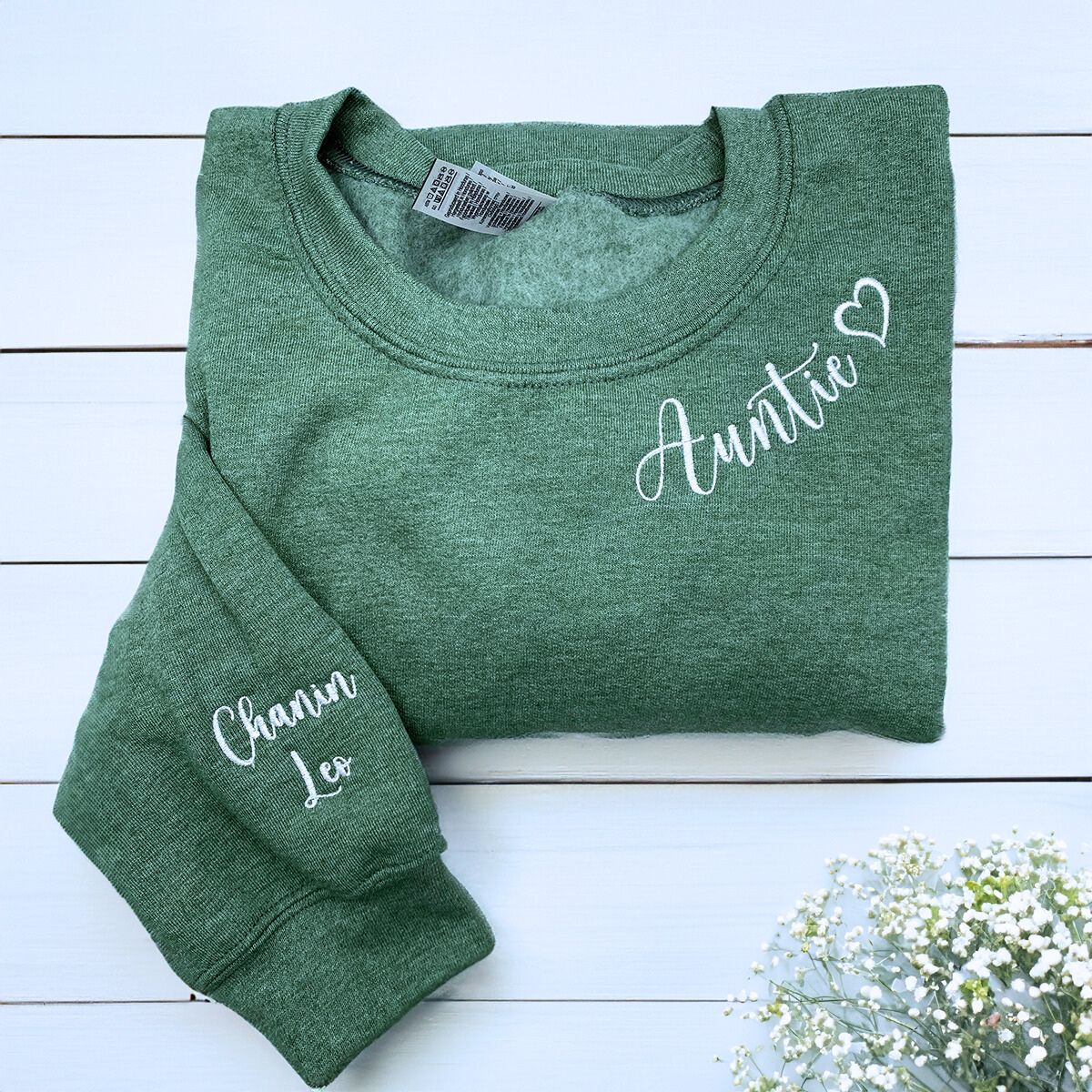 Custom Embroidered Auntie Sweatshirt or Hoodie, Personalized Gift for New Aunt