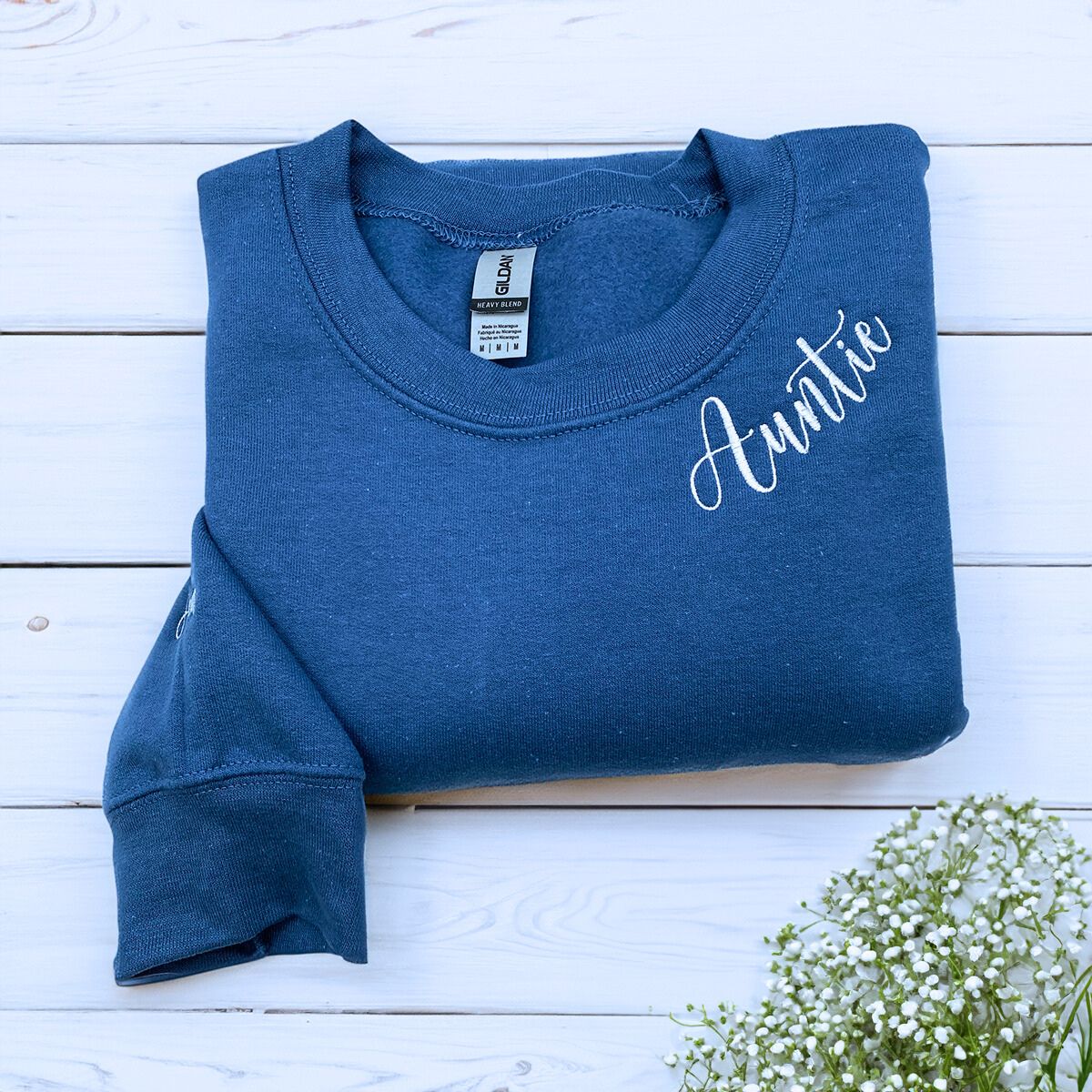 Custom Embroidered Auntie Sweatshirt or Hoodie, Personalized Gift for New Aunt