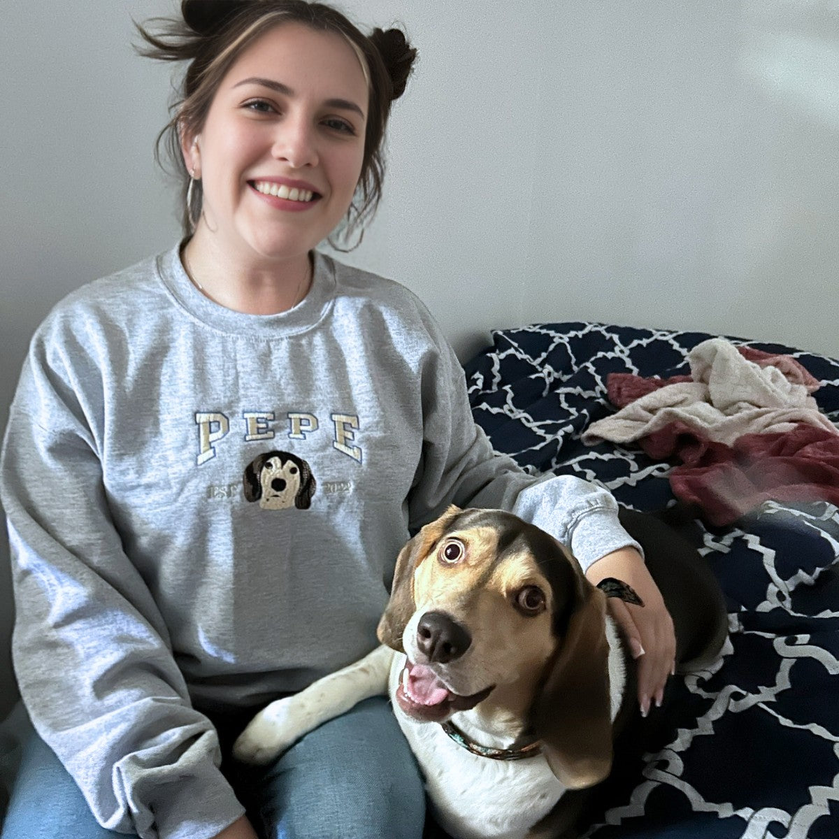 Custom Dog Embroidered Sweatshirt, Hoodie - Embroly