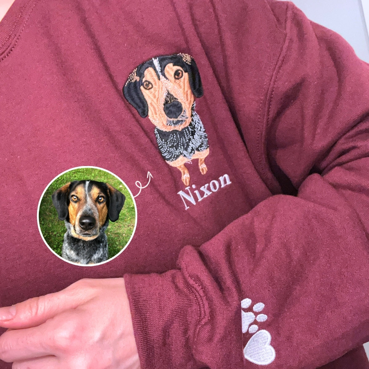 Beagle Sweatshirt or Hoodie Custom Embroidered Gift from Photo Name