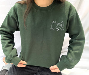 Custom Best Friend Sweatshirt with Embroidered Promise Hand and Besties Initial on Sleeve