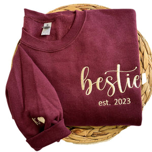 Besties Sweatshirt Hoodie - Embroidered Gift for Best Friend