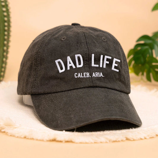 Black Dad Life Hat with Kids names, a meaningful and cozy gift for dad father's day