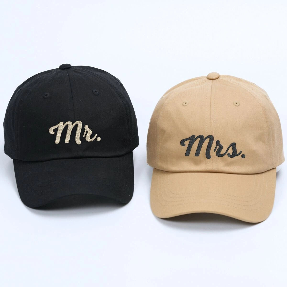 Personalized Mr and Mrs Hats, Embroidered Wedding Gift, Honeymoon Couple Hat