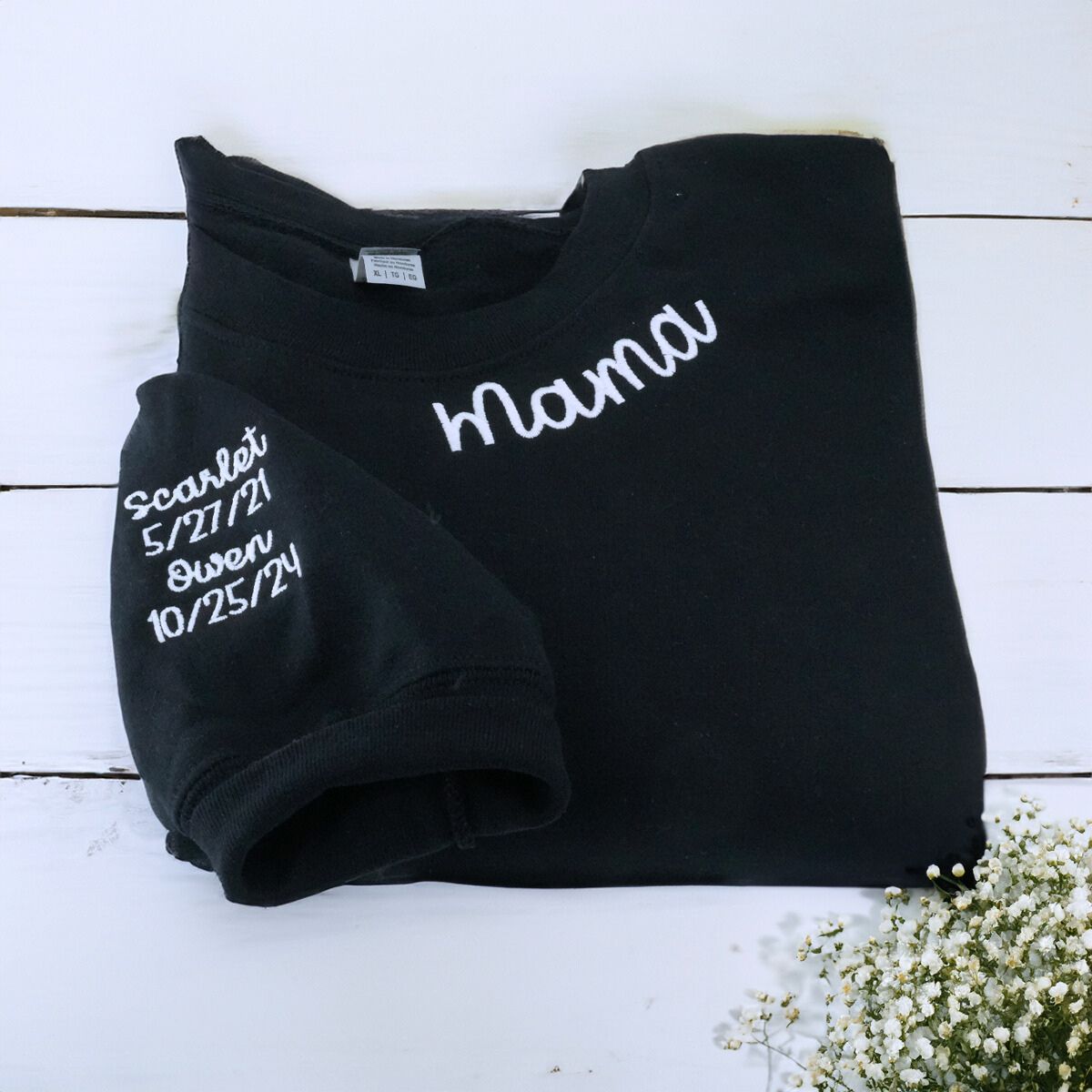 Custom Embroidered Grandma Sweatshirt or Hoodie with GrandKids Names on Sleeve, Personalized Mother's Day Gift