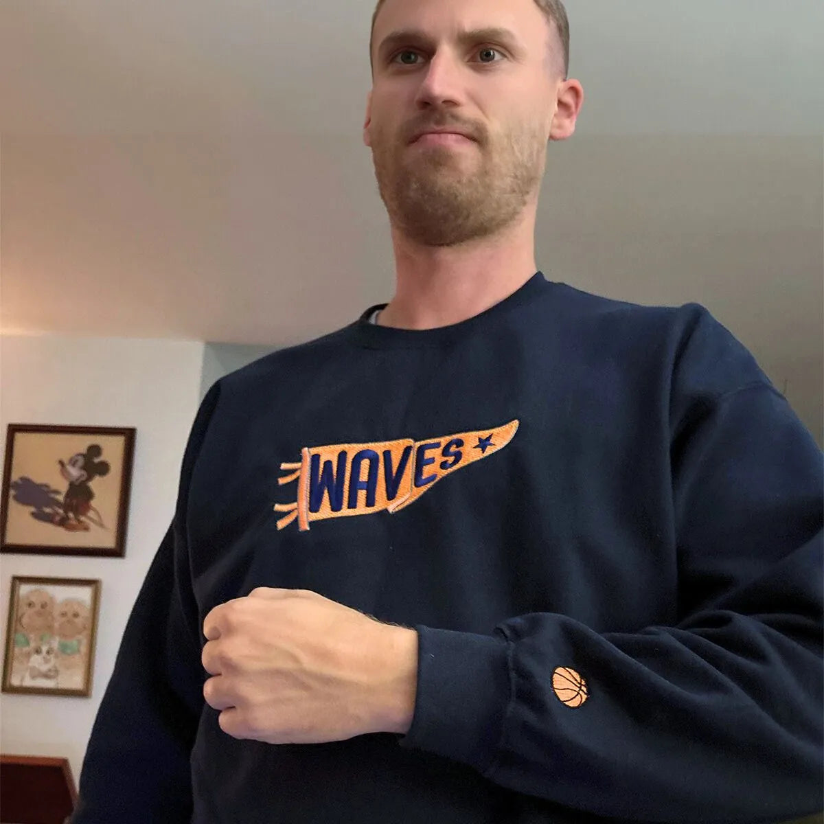 Custom embroidered black pennant sweatshirts happy customer – personalized team name sweatshirt for school spirit, game day, and sports fans