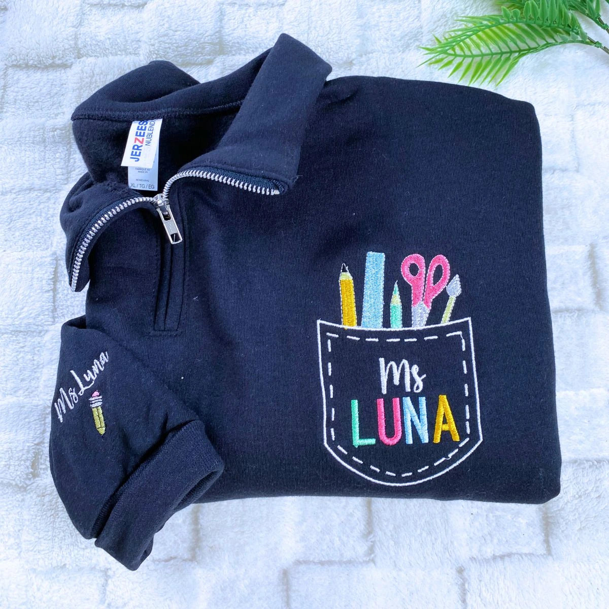 Black Teacher Name Quarter Zip Sweatshirt, a meaningful and cozy gift for teacher