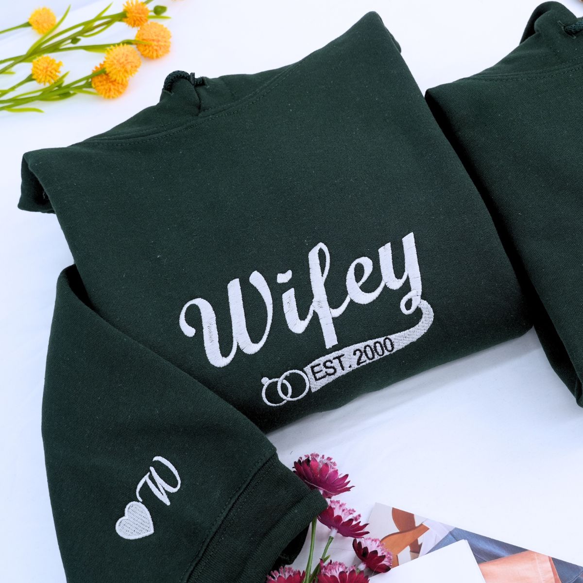 Newlywed Sweatshirt or Hoodie, Personalized Embroidered Wedding Gifts for Couples