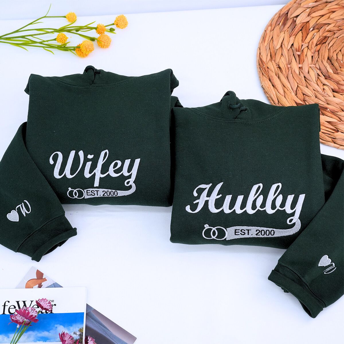 Black Wifey and Hubby Hoodie, Engagement Gift, Future Mrs Gift, Honeymoon Hoodie