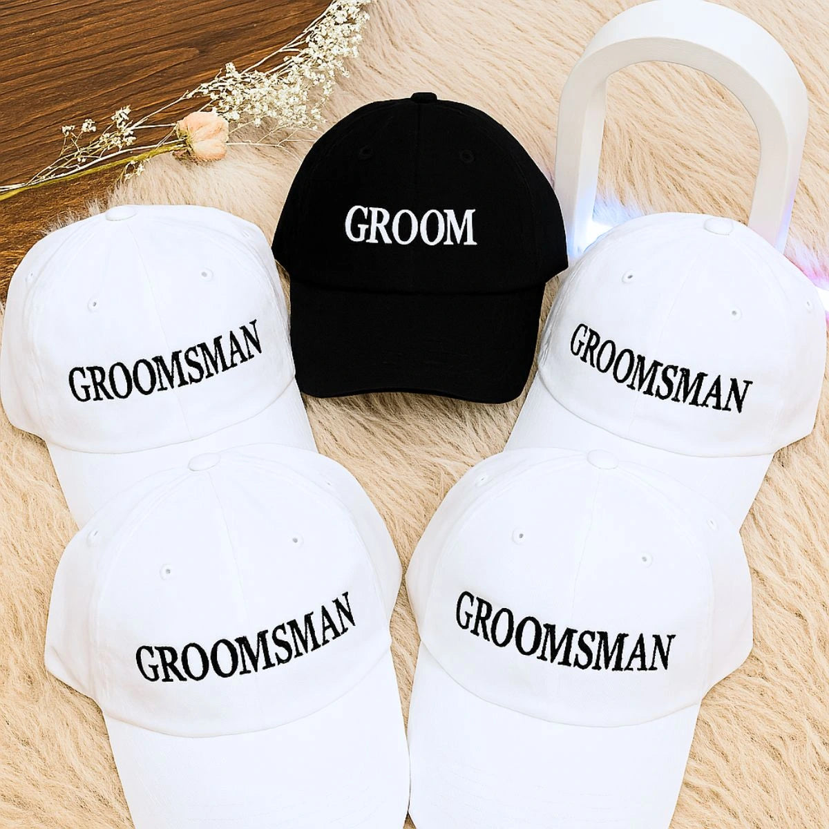 Black and White Groom and Groomsman Hat, a wedding party gift