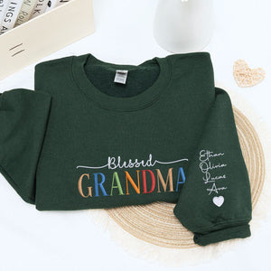 Blessed Grandma Sweatshirt or Hoodie, Custom Embroidered Mother's Day Gift for Grandma