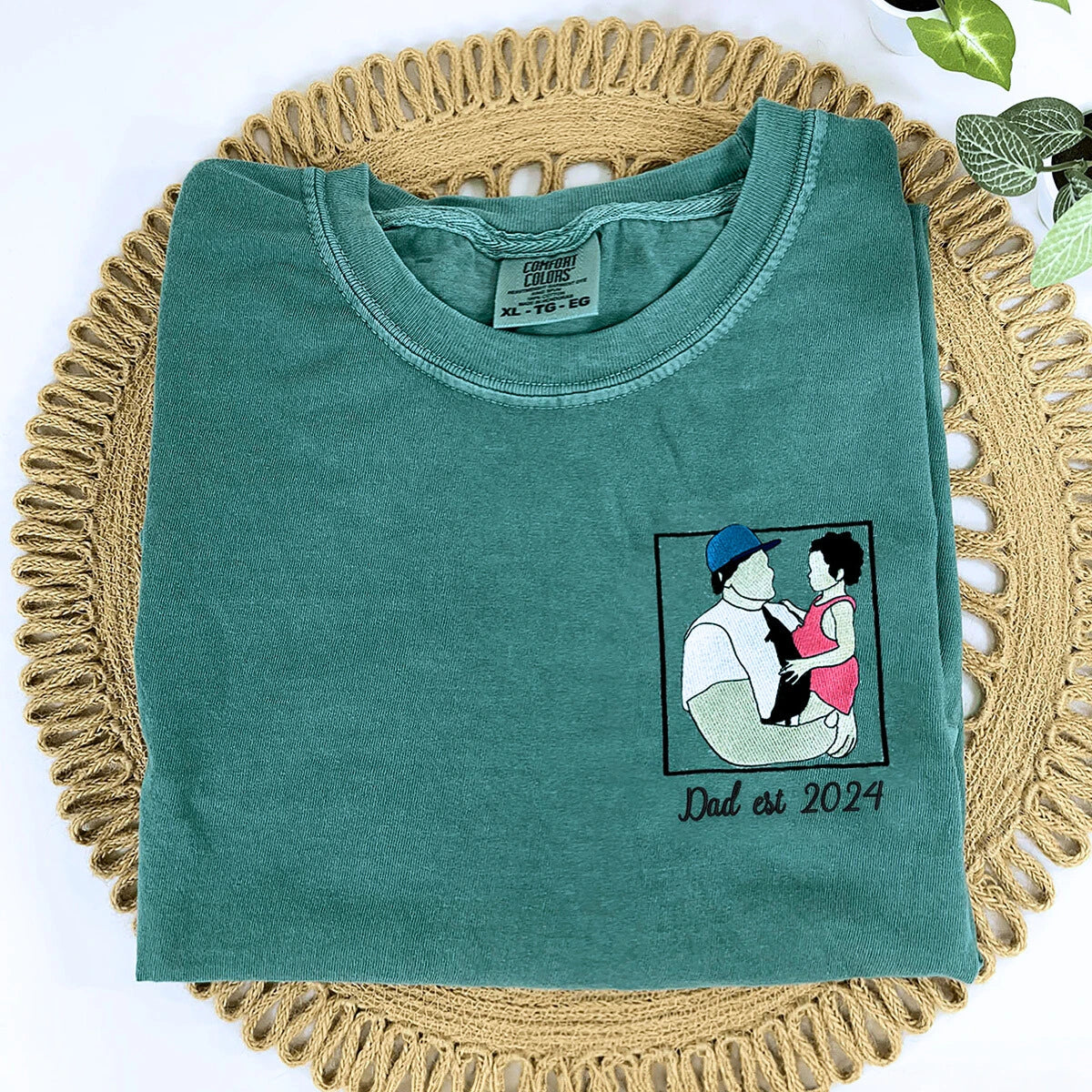Blue Spruce Dad Shirt with Est/ 2024 Embroidery, a meaningful and cozy gift for new dad