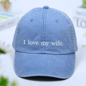I love my wife baby blue hat, a funny gift for husband