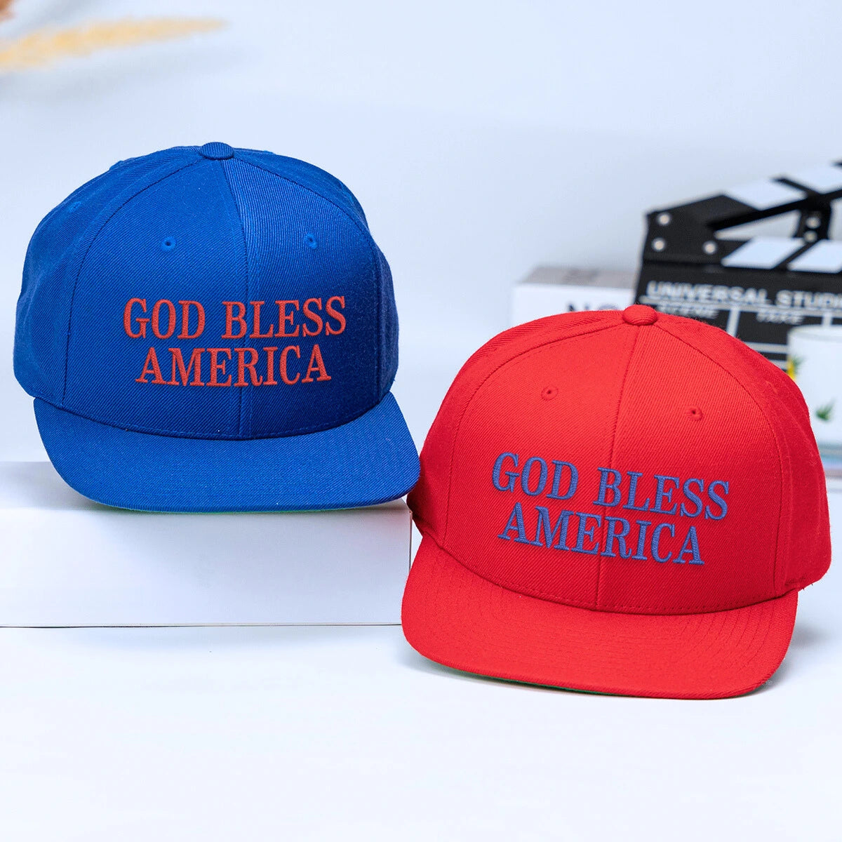 Blue and Red God Bless America Embroidered, 4th July Gift independence Day