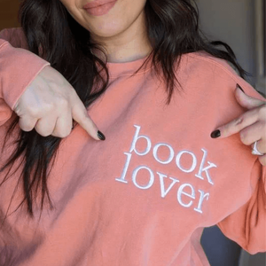 Comfort Color® Embroidered Book Lover Sweatshirt or T-shirt