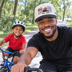 Custom Boy Dad Portrait Snapback Hat - Embroidered Varsity Style and Est Year, Dad and Son Gifts