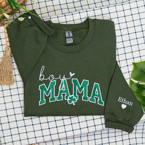 Boy Mama Saint Patrick's Day Sweatshirt or Hoodie, Custom Embroidered Gift for Boy Mama