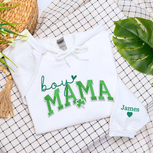 Boy Mama Saint Patrick's Day Sweatshirt or Hoodie, Custom Embroidered Gift for Boy Mama