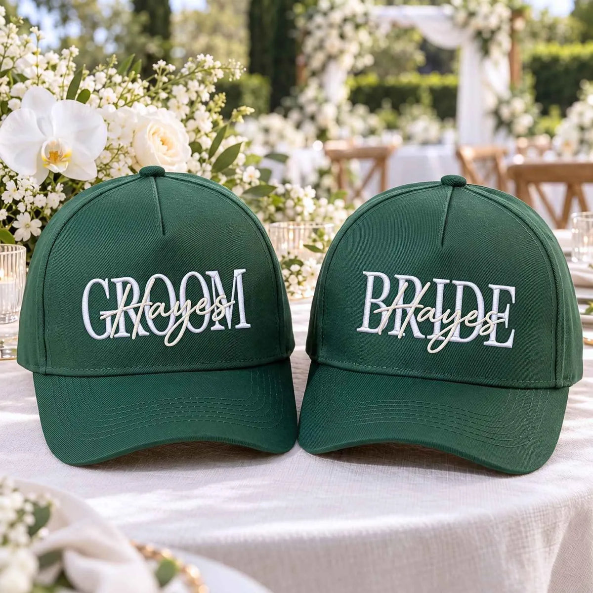 Matching Bride and Groom Snapback Hat - Embroidered Cap for Couple, Wedding Party Favor Gifts